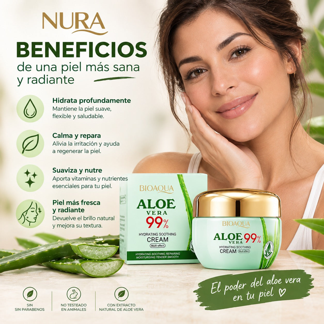 Crema Reparadora & Hidratante 99% Aloe Vera