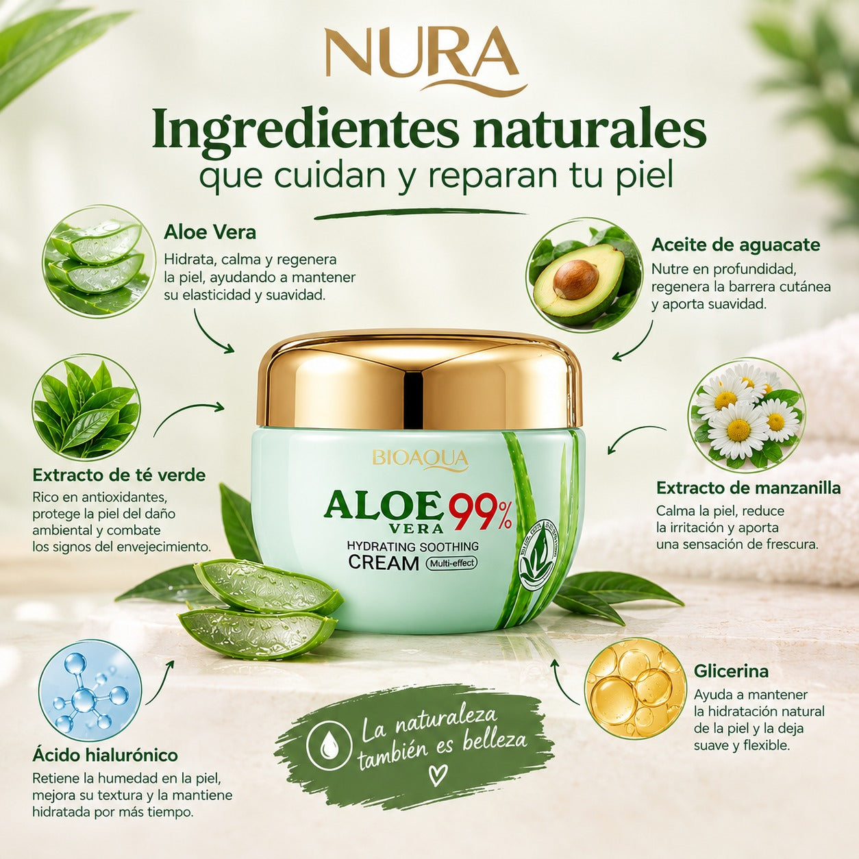 Crema Reparadora & Hidratante 99% Aloe Vera