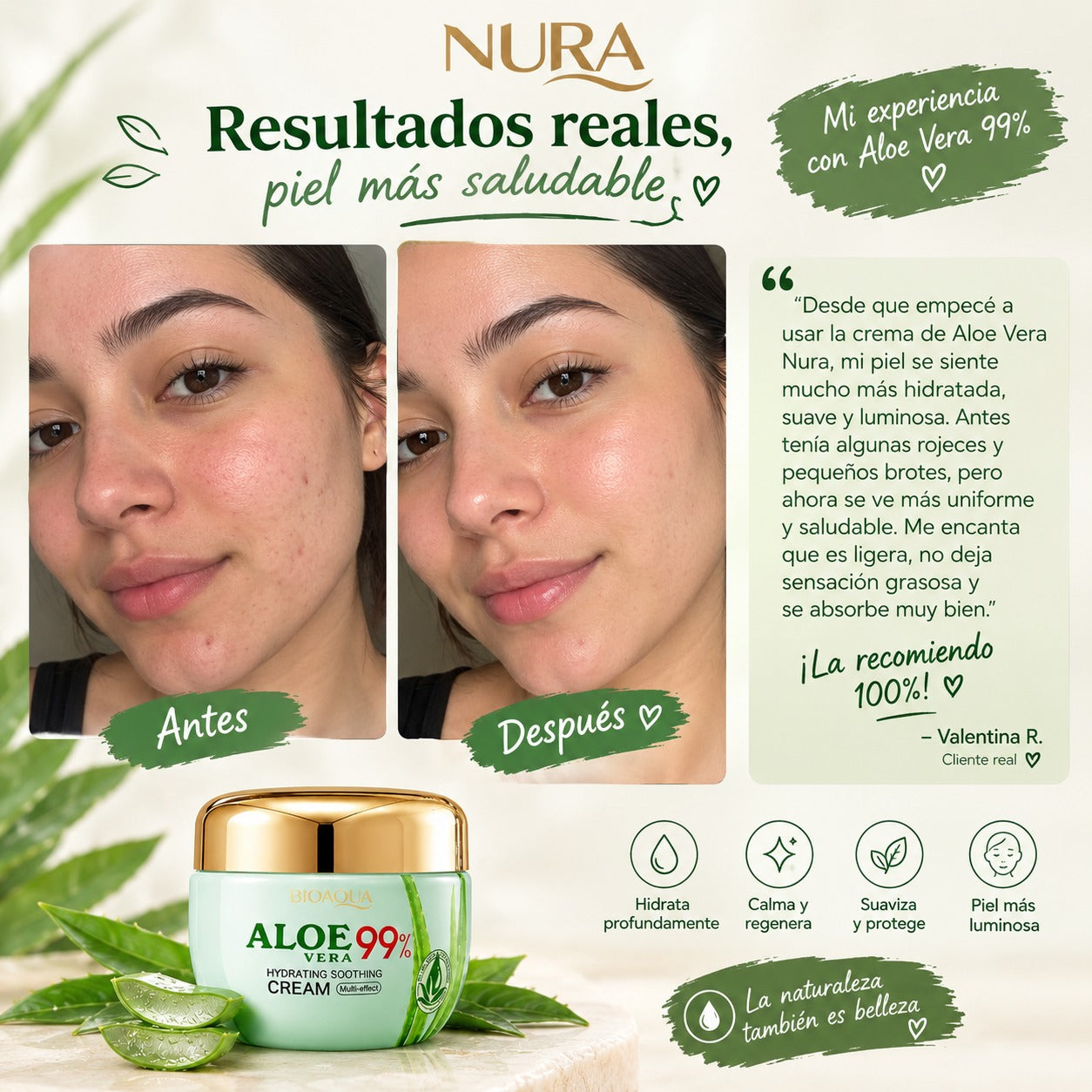 Crema Reparadora & Hidratante 99% Aloe Vera