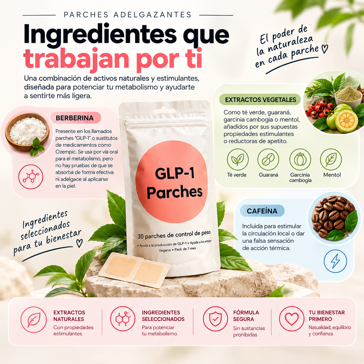 Nura GLP-1 Slim Patch – Parches Transdérmicos para Control del Apetito y Saciedad (30 Días)