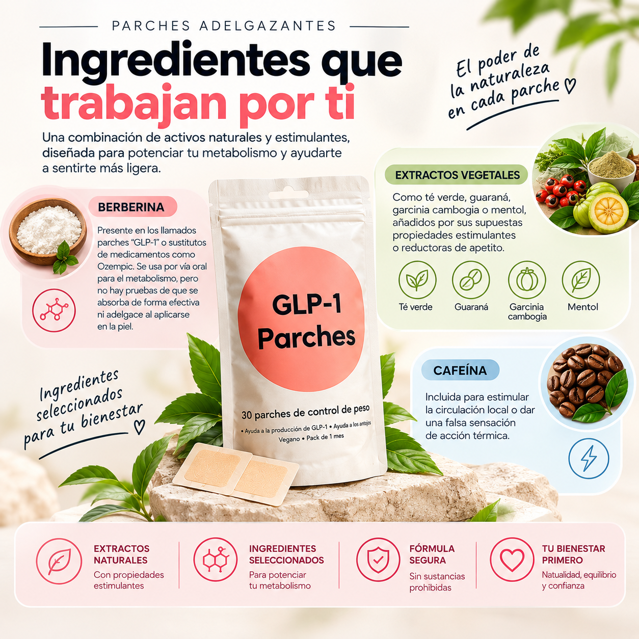 Nura GLP-1 Slim Patch – Parches Transdérmicos para Control del Apetito y Saciedad (30 Días)