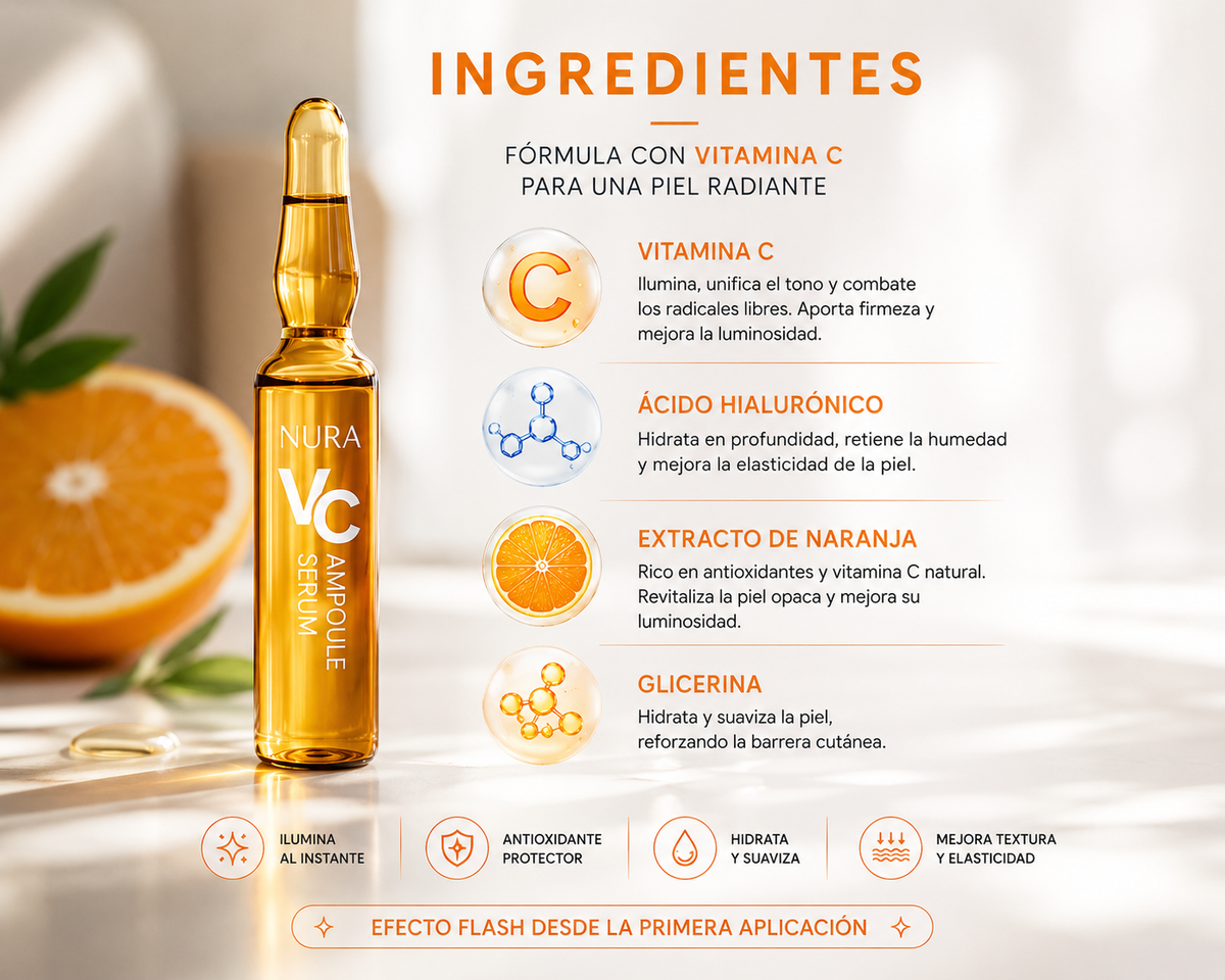 Sérum Vitamina C en Ampollas Nura — Efecto Flash