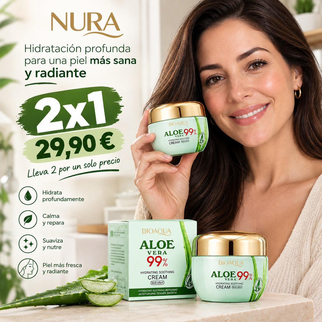 Crema Reparadora & Hidratante 99% Aloe Vera