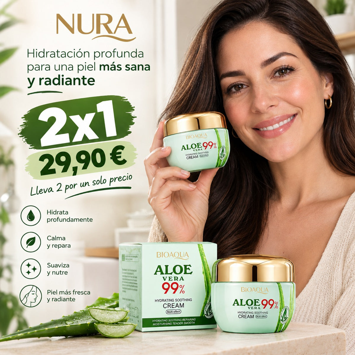 Crema Reparadora & Hidratante 99% Aloe Vera